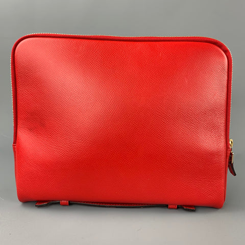 SERAPIAN Red Leather Zip Up iPad Case