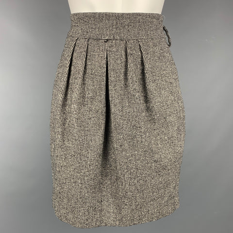 ROBERT RODRIGUEZ Taille 2 Jupe plissée en laine / polyester pied-de-poule noir et crème
