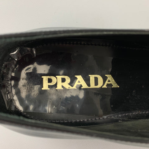 PRADA Size 10 Black Leather Lace Up Dress Shoes