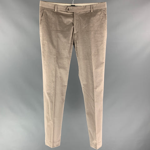 TONELLO Size 36 Grey Velvet Cotton Blend Zip Fly Dress Pants