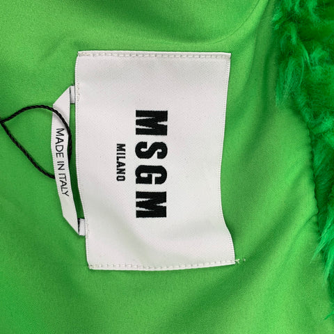 MSGM Size M Green Modacrylic Blend Textured Zip Up Jacket
