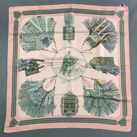HERMES Pink Black Silk Cuirs Du Desert Scarf