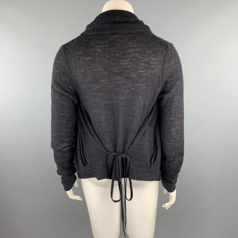 ANN DEMEULEMEESTER Size 8 Black Alpaca / Wool Buttoned Cardigan