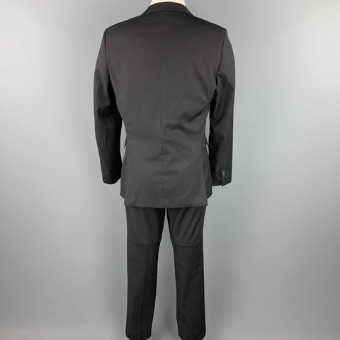 TOP MAN Size 40 Regular Black Polyester Blend Notch Lapel Suit