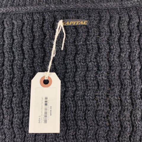 KAPITAL Size M Black Knitted Wool Shawl Collar Cardigan