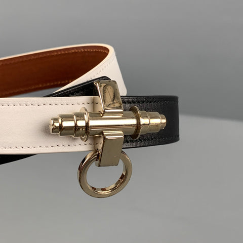 GIVENCHY Black White Gold Metal Leather Metal Obsedia Bracelet