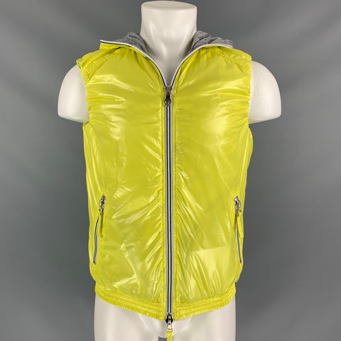 DUVETICA Chaleco con Capucha de Poliamida / Algodón Amarillo y Gris Talla S