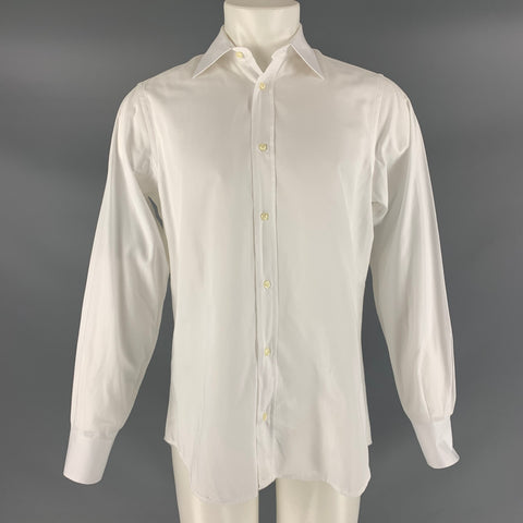 DOLCE & GABBANA Size S White Solid Cotton Button Up Long Sleeve Shirt