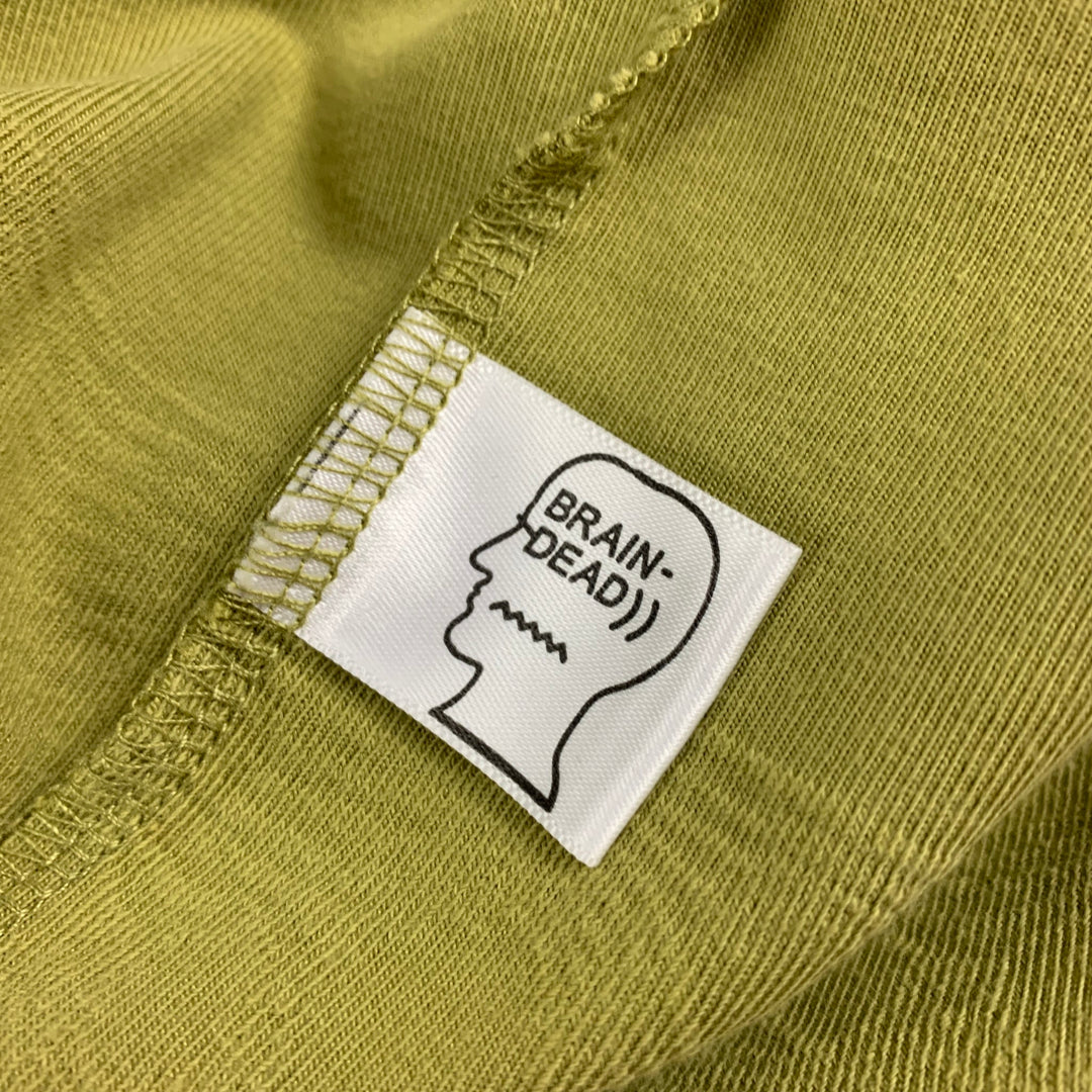 BRAIN DEAD Size M Olive Textured Cotton Polyester Crew-Neck T-shirt