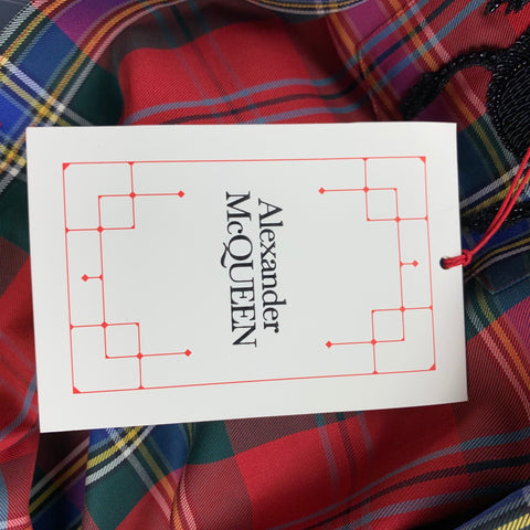 ALEXANDER MCQUEEN Size XL Multi-Color Tartan Cotton Beetle Patch Button Down Long Sleeve Shirt