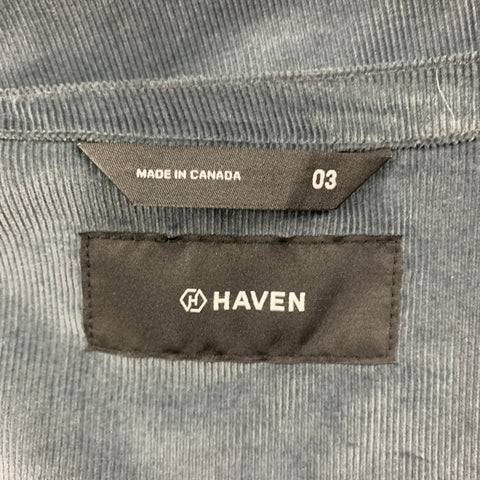 HAVEN Size L Grey Corduroy Cotton Zip Up Sanson Guide Jacket