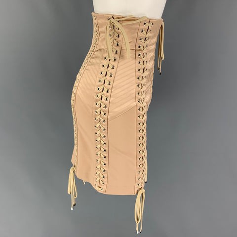 DOLCE & GABBANA Size 0 Nude Acetate Blend Fitted Mini Skirt