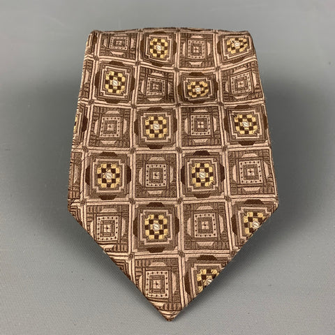 VENTURI UOMO Brown Print Silk Tie