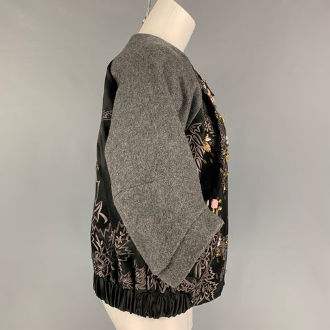 DAY Bir et Mikk Taille 2 Veste Gris Noir Laine Polyester Strass