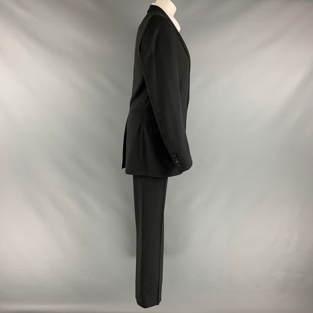 CHRISTIAN DIOR Size 36 Black Silver Shimmery Polyester Blend Suit