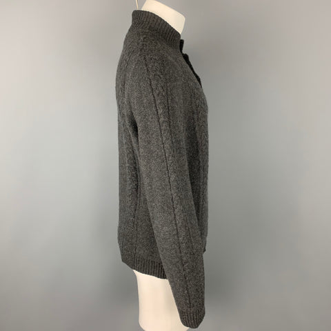 JOHN W. NORDSTROM Size M Charcoal Knitted Cashmere Buttoned Sweater