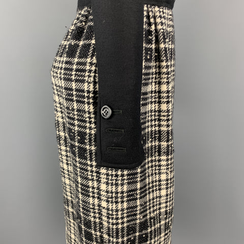VALENTINO Size 4 Black Velvet Collar Plaid Skirt Vintage Dress