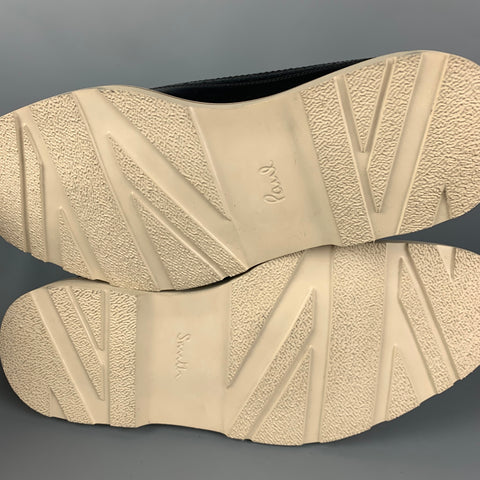 PAUL SMITH Taille 7.5 Chaussures à lacets en cuir perforé blanc marine avec bout d'aile