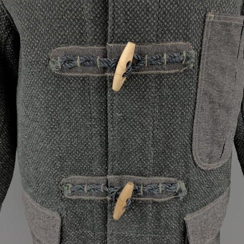 KAPITAL Size M Charcoal Woven Cotton Hooded Toggle Closure Coat