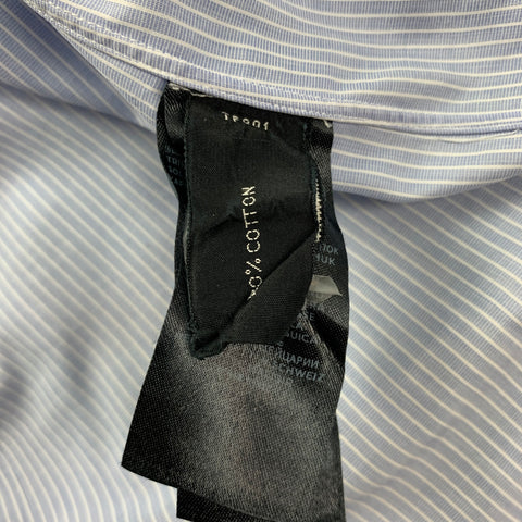 TOM FORD Size XL Light Blue & White Stripe Cotton French Cuff Long Sleeve Shirt