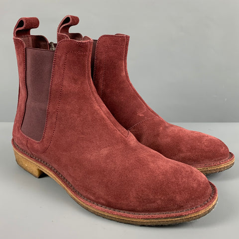 BOTTEGA VENETA Size 7.5 Burgundy Suede Chelsea Boots