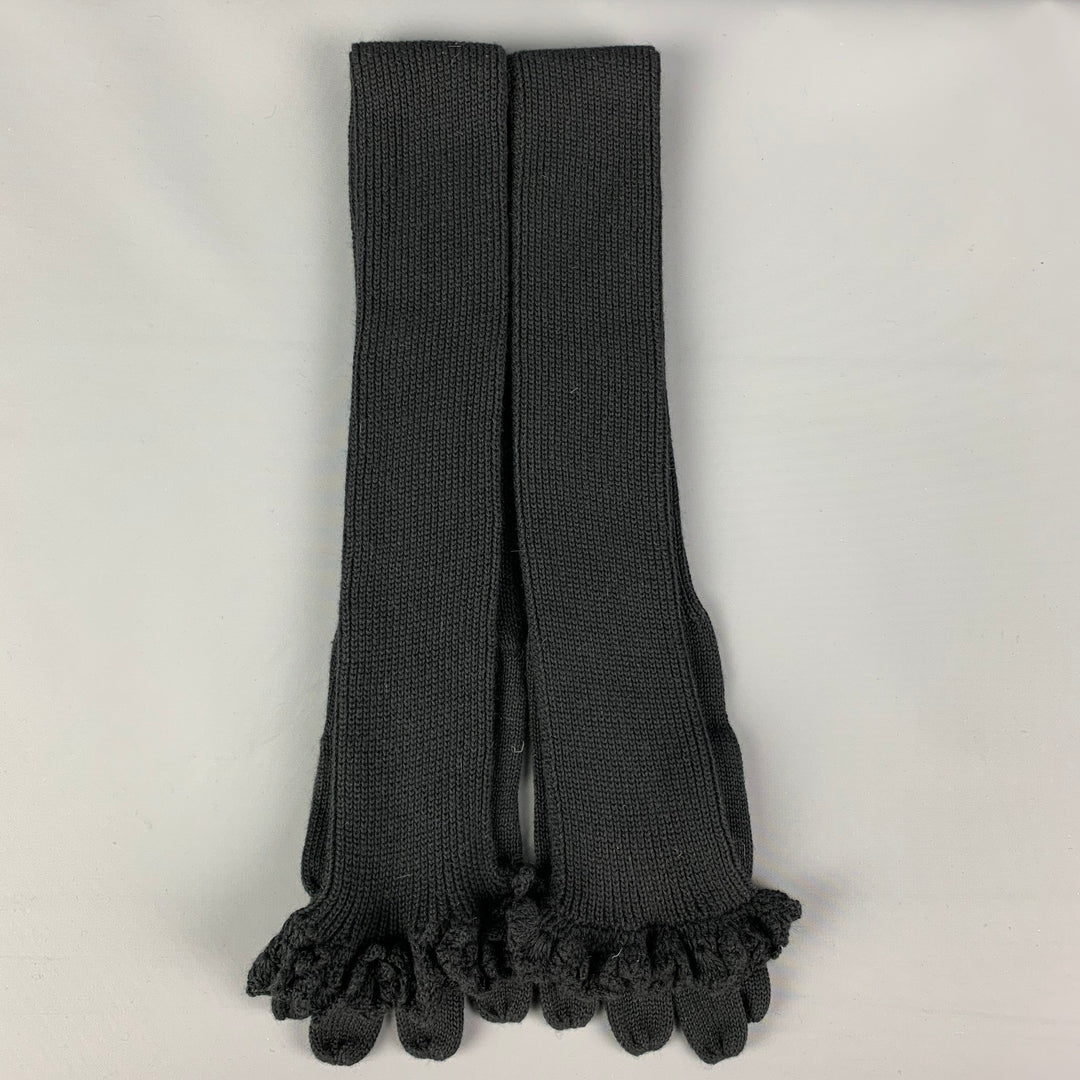 MATSUDA Black Knitted Cotton Wool Long Gloves