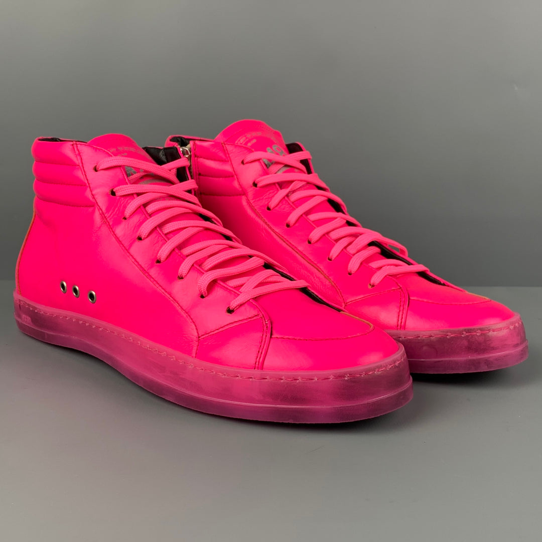 P448 Talla 9 Zapatillas altas de cuero rosa