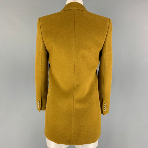 SAINT LAURENT Veste croisée en laine et cachemire moutarde taille 0