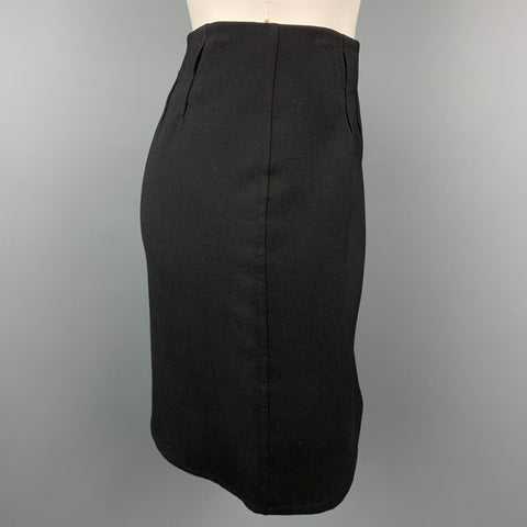 RALPH LAUREN COLLECTION Size 4 Black Twill Wool Blend Pencil Skirt
