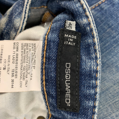 DSQUARED2 Size 30 Indigo Distressed Cotton Jeans