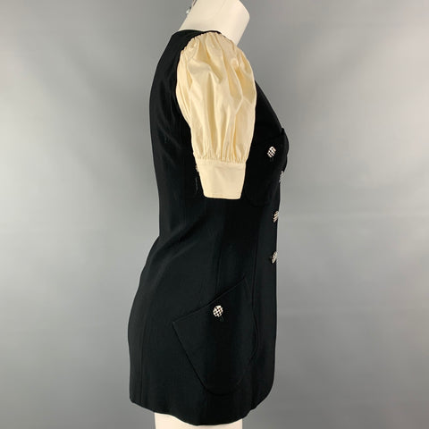 Vintage MOSCHINO COUTURE Size S Black & Cream Acetate Blend Jacket
