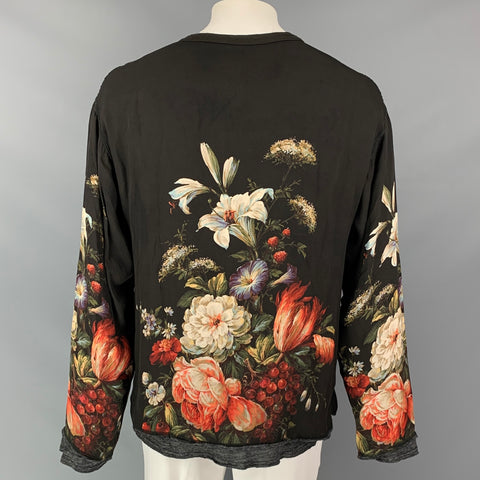 DOLCE & GABBANA Size L Multi-Color Floral Silk Lined Pullover
