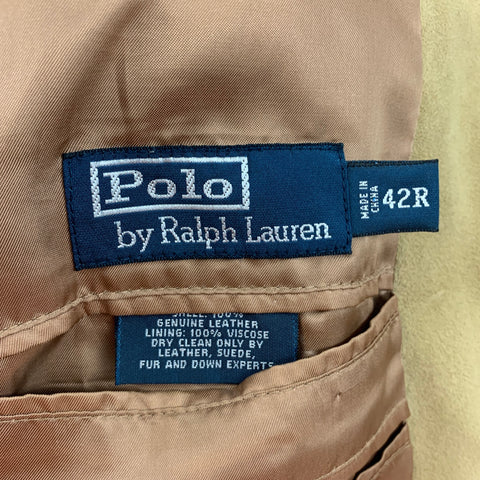 POLO by RALPH LAUREN Size 42 Khaki Suede Notch Lapel Sport Coat