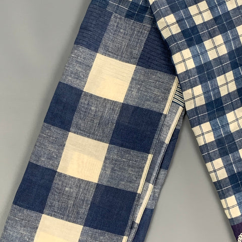PIERRE-LOUIS MASCIA Bufanda de algodón/seda con estampado azul marino y azul