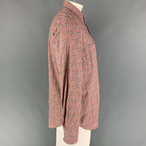 NEIGHBORHOOD Size XL Red Floral Cotton Button Down Long Sleeve Shirt