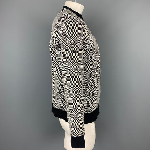 Vintage VERSACE CLASSIC Size XL Black & White Geometric Nylon Crew-Neck Pullover