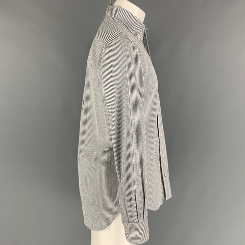 GITMAN BROS Size M Blue White Stripe Seersucker Cotton Long Sleeve Shirt