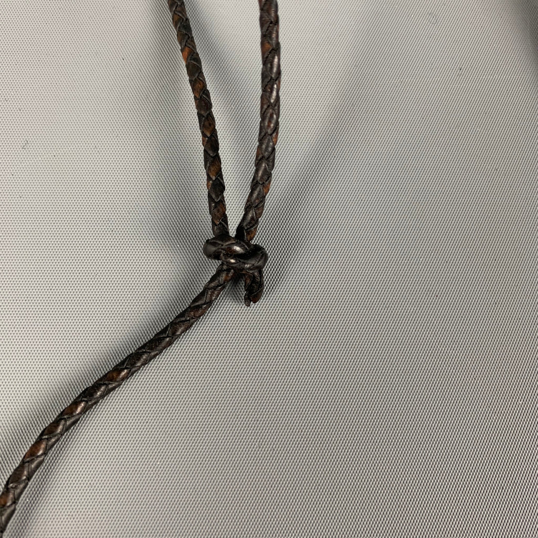 HENRY BEGUELIN Black Gold Leather Horn Cross Necklace