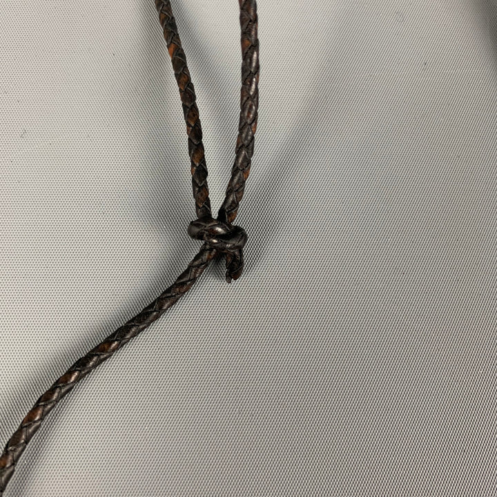 HENRY BEGUELIN Black Gold Leather Horn Cross Necklace