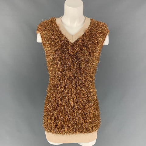 PACO RABANNE Size S Gold Polypropylene Blend Metallic Pullover
