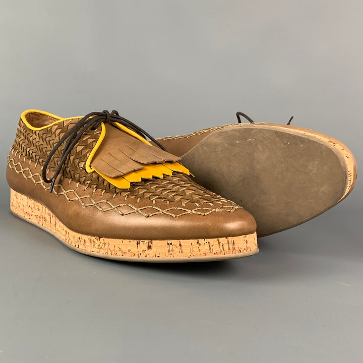 BURBERRY PRORSUM Size 11 Brown Yellow Stitched Leather Arundel Mocassin Shoes
