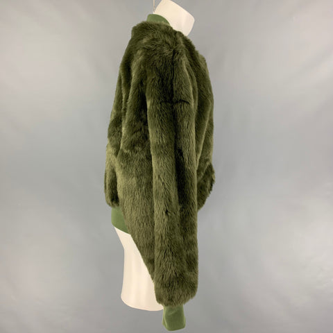 LANDLORD Size M Olive Textured Acrylic Polyester Zip Up Jacket