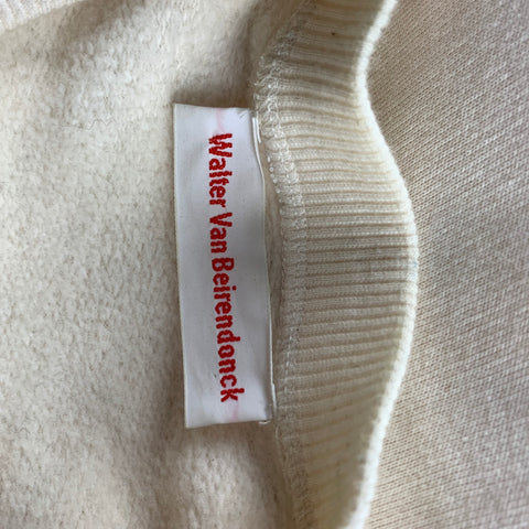 WALTER VAN BEIRENDONCK Woest F/W 16 Size M Cream Embroidery Cotton Crew-Neck Sweatshirt