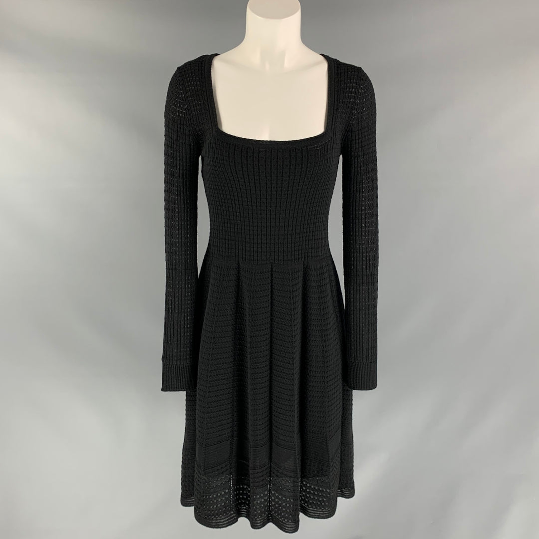M MISSONI Size 8 Black Wool Blend Knitted Dress