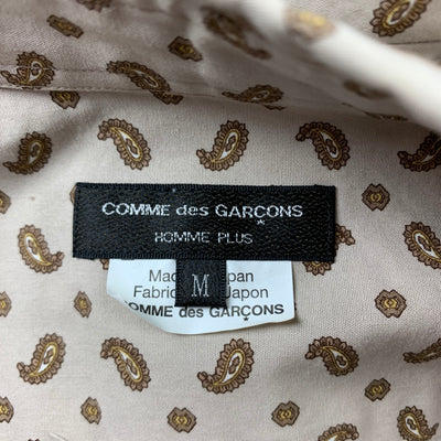 COMME des GARCONS HOMME PLUS Size M Khaki Paisley Cotton Short Sleeve Shirt