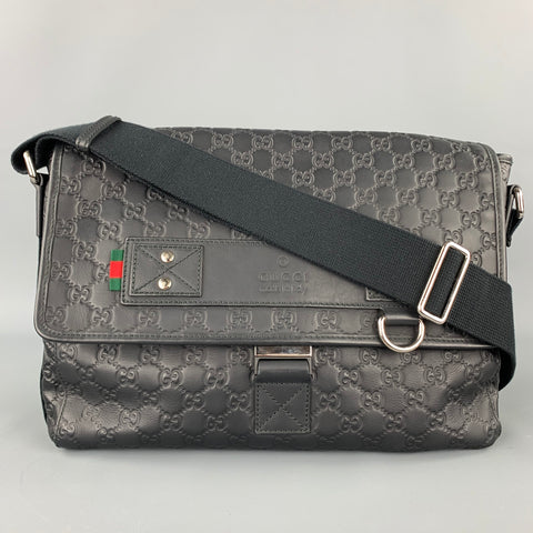 GUCCI GG Guccissima Sac messager en cuir monogramme noir