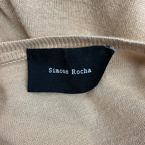 SIMONE ROCHA Taille S Cardigan perlé en laine mérinos beige