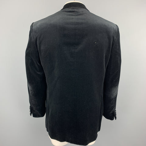 BRIONI Size 44 Regular Black Two Toned Cotton Velvet Peak Lapel Sport Coat