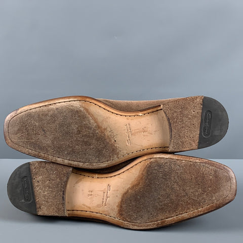SANTONI Size 8.5 Brown Suede Penny Loafers