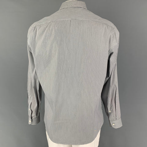 RALPH LAUREN Black Label Size L Black White Stripe Cotton Polyamide Long Sleeve Shirt